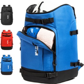 MARITTON SIK Boot Bag - Ski Boots and Snowboard Boots Travel Backpack for Ski Helmet, Goggles, Gloves, Skis, Snowboard & Accessories. (Blue)
