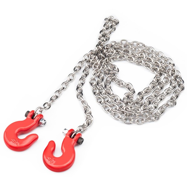 RCLIONS 1/6th Red Tow Hook with Trailer Tow Chain for