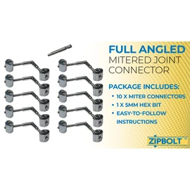 Zipbolt UT 11.600 Maxi Mitre Connector Bulk Pack — Connects Mitered Staircase Handrail Sections, Residential and Commercial Installation, New Construction and Remodels