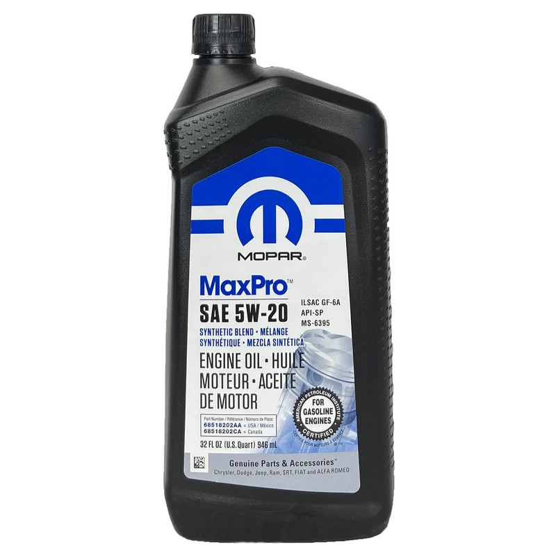 Mopar MaxPro 5W20 SAE Motor Oil for Jeep Dodge Chrysler