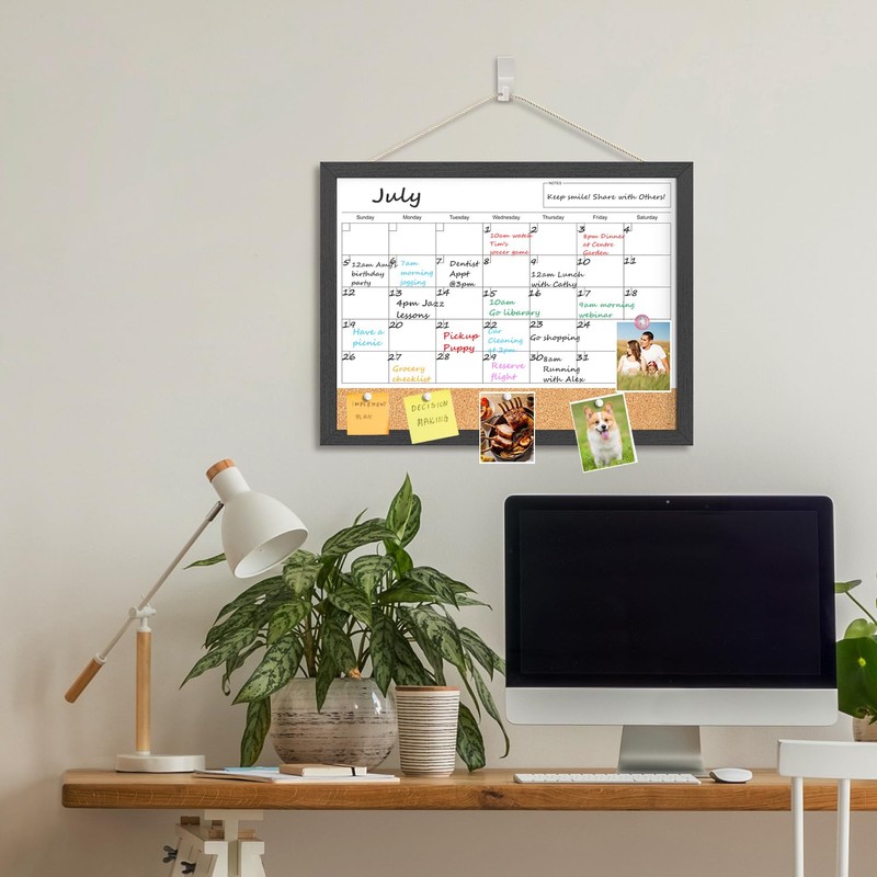 Dry Erase Calendar for Wall, 17"x13" Dry Erase Calendar Cork