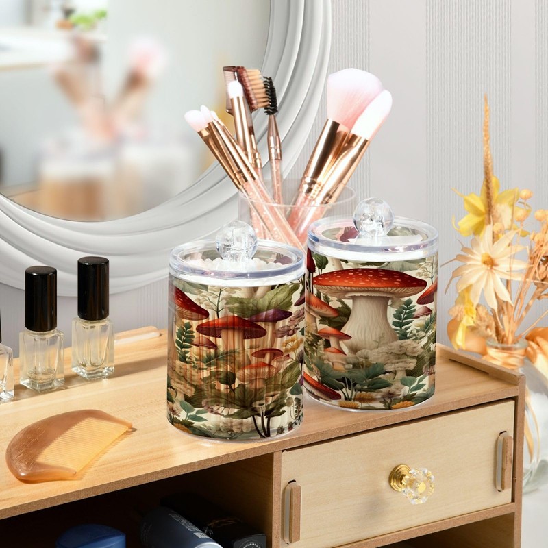 Zhirexin Cartoon Mushroom 2PC Airtight Transparent Plastic Storage Jar, Food