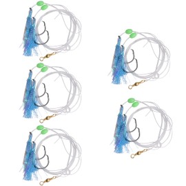 AGOOL Fishing Bait Rig, 5/15packs Saltwater Flounder Rigs with Mono Leader Swivel Fish Skin for Flounder Sea Bass Halibut Black Pompano Fishing