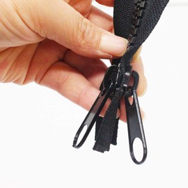 MebuZip #10 100 Inch Heavy Duty Separating Plastic Zippers with Double Pull Tab Zipper Sliders Zippers for Sleeping Bag, Boat, Canvas, Cover, Trampoline, Dog Bed, Tent (Black)