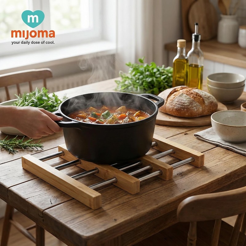 MIK funshopping Organic Bamboo Trivet for Kitchen, Dining Table, Garden
