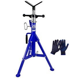 CARVALAX V-Head Pipe Jack Stand, 28"-52" Adjustable Height Pipe Stand Fits 1/2" - 12" Pipe Capacity w/ 2500LB Load Capacity, Steel Jack Stand with Portable Folding Legs