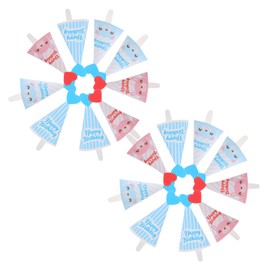 Abaodam 45pcs Striped Birthday Cupcake Picks Mini Hats Toppers for Party Decorations Shower Celebration Accessories Vibrant Colors Design