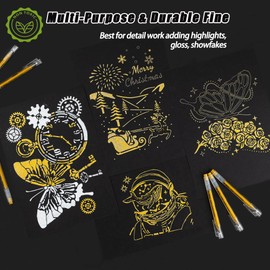 Qionew Gold Gel Pens, 1.0mm Gold Gel Ink Pen Set,Opaque Ink, Gel Pen for Artists, 4 Pack, for Black Paper Drawing, Bullet Journaling, Card Making, Art Highlight & Artists Drawing