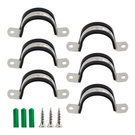 (6 Stück) M200 Gummi-Rohrbandschelle 304 Edelstahl Rohrschellen Kabelclips Rohrschlauchschellen mit selbstschneidenden Schrauben und Kunststoff-Wanddübeln