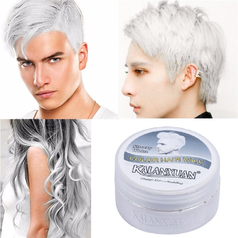 [White] Temporary Hair Wax Gel Mud Rambut Pewarna Lilin Sementara