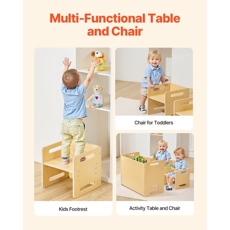 VEVOR Montessori Weaning Table and Chair Set, Wooden Toddler Table