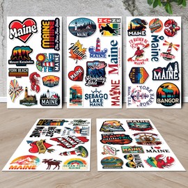 MONIZY Maine State Travel Stickers 50 Pieces Vinyl Waterproof Decal for Laptop Water Bottle Phone Car Window Bike Motorcycle Stakeboard Scrapbook Vacation Sticker Gifts