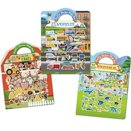 Reusable Puffy Sticker Book for Kids – Cute Restickable Stickers, Toddler Travel Toys for Airplane, Car Road Trip, Keep Toddlers Entertained, Quiet Activity for Ages 1-3 2-4 3-5, Screen-Free Fun:_Safari, Dinosaur & Ocean