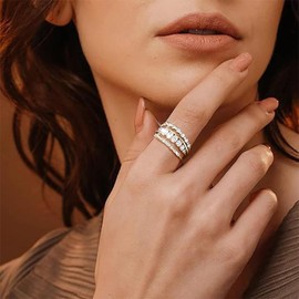 Gold Rings for Women Non Tarnish Cubic Zirconia Rings Set Stackable Rings for Women Teen Girls Dainty 14K Gold Plated Rings Engagement Wedding Bands for Women