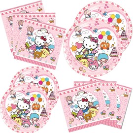 H kitty Party Supplies 40Pack include 20 plates, 20 napkins for Kitty birthday party decoration