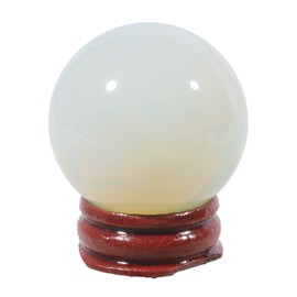 Lovionus89 40 mm Healing Crystal Ball Divination Sphere Sculpture Home Decoration Fengshui Balls with Wooden Stand, Opalite