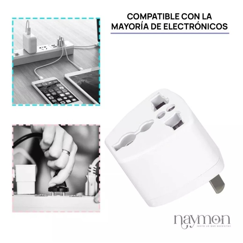 Naymon Clavija Convertidor Toma Corriente Viaje Americana Mexico