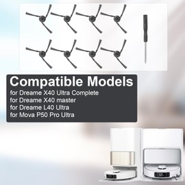 Heykewi Side Brushes for Dreame X40 Ultra Complete / L40 Ultra / X40 Master for Mova P50 Pro Ultra Robot Vacuum Accessories (8 Accessories)