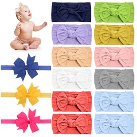 ZWZNBL 15pcs Bow Headbands Hair Bands (12 Bow Headbands and 3 Dovetail Headbands) for Infants, Newborns and Children