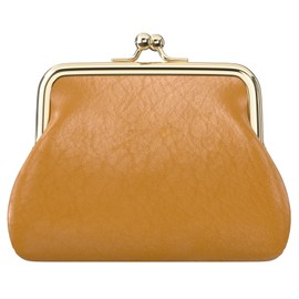 Coin Purse, Small PU Leather Change Purse, Coin Wallet with Clasp, Car Change Holder Pouch for Woman Men Kids Girls, Brown