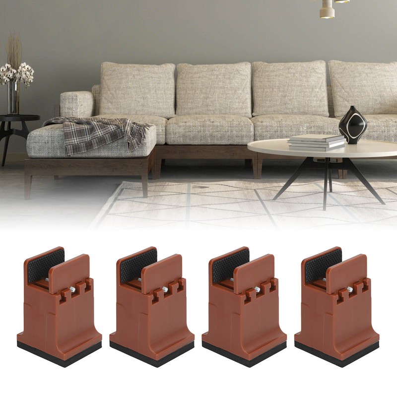 4pcs Adjustable Furniture Risers with Screw Clamp Rubber Bed Couch