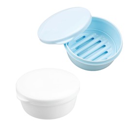 Rumyve2 pcs Travel Soap Box, Portable Shower with Lid Waterproof Self-draining Round Soap Box, for Home,Travel,Camping,Gym