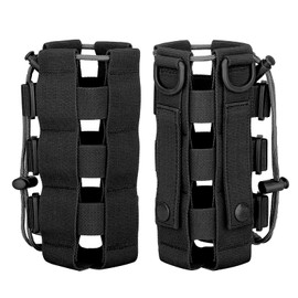 2 x tactical bottle holder, military water bottle bag, adjustable width from 7-15 cm, water bottle bag, drawstring water bottle holder for camping, hiking, outdoor sports