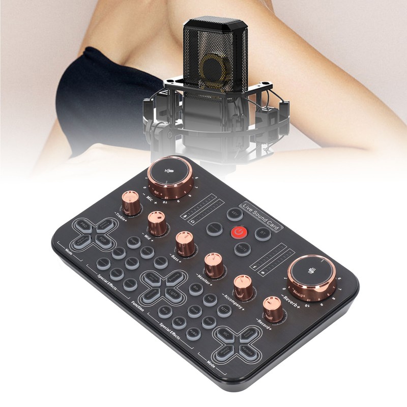 Live Sound Card Voice Changer Soundboard Bluetooth Audio Mixer for