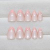 SXVME Chrome Pink French Tip False Nails Short Almond, Glitter