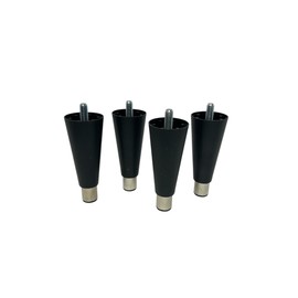 Furniture Legs, 6 Inch Black Plastic Sofa Legs with Silver Base, Set of 4 Metal Through Out Adjustable Height