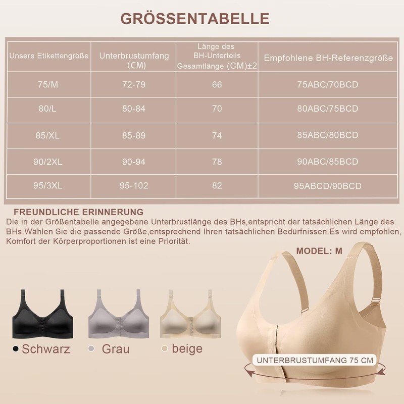CYTMTZGA Mastectomy Bra Front Closure Seamless Denture Bra with Prosthesis