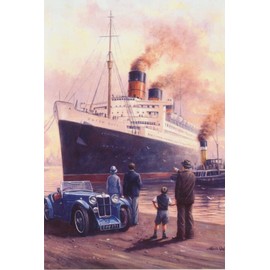 RMS Queen Mary Passenger Ocean Liner Cruise ship Nostalgic Birthday Card