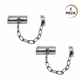 SUL Door Chain, Heavy Duty Front Door Chain with Lock Anti-Theft Chain Door Lock, Chrome Plated Slide Chain Restrictor Latch, Safety Door Chain Lock for UPVC Door Wooden Door with Screws (2 PK)