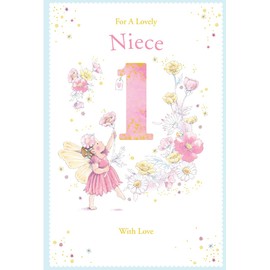 Niece 1st Birthday Card Age 1 Daisy Fairy 9" x 6" Lovely Verse