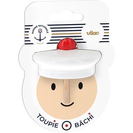 Vilac - Spinning Top with Cap of a Mattress - White and Red - For Ages 3+