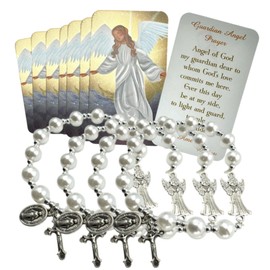 Westmon Works Guardian Angel Bracelet Set Bulk Bundle Student Classroom Pack with Holy Prayer Cards, 12 of Each, One Size, Acrylic Zinc, no gemstone
