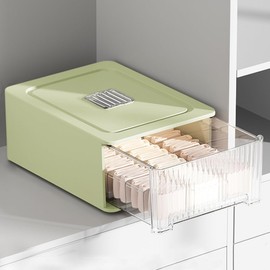 Miaocona Underwear Organizer Drawer, 18 Cells Plastic Sock Underwear Storage Drawer, Stackable Closet Organizers and Storage Box for Bras, Socks, Scarves, Ties, Belt (Placing Style, Green, 1 Pcs)