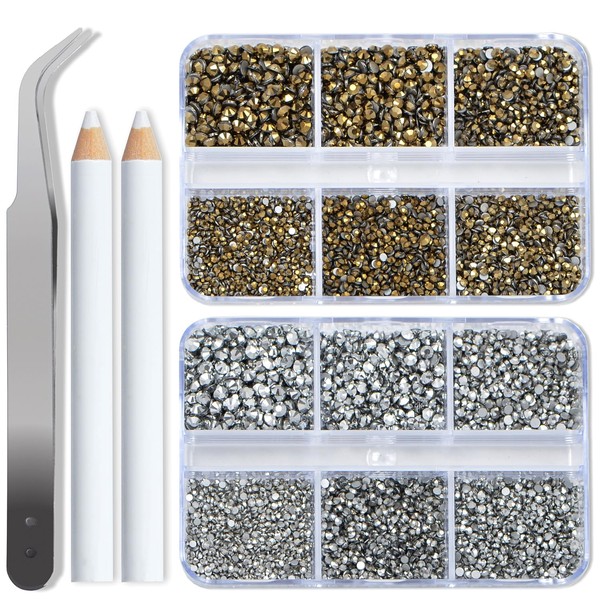 Bymitel 7200 Pieces Aurum and Labrdor Rhinestones Flat Back 6
