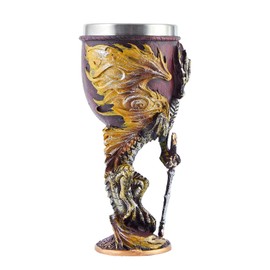 Ottalent Flame Dragon Goblet Stainless Steel Dungeons and Dragons Gift Chalice Wine Goblet 7 oz. (Yellow Flame Dragon)