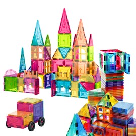 Contixo ST4 Magnetic Tiles - 112 PCs 3D Building Blocks STEM Construction Creativity, Imagination, Recreational, Educational Building Toys for Kids Children Toddler Ages 4-8, Boys and Girls Age 1-3
