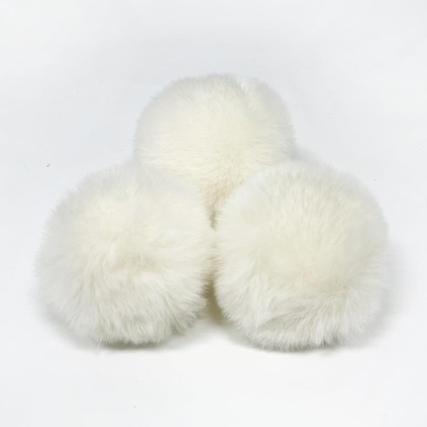 Pack of 10 Faux Fur Pompoms 6 cm Faux Fur Pompom Pom Ball DIY Fur Pom Poms for Women Girls Bag Hats Pendants Decoration Key Chain Charms Knitted Hat Accessories – White #2