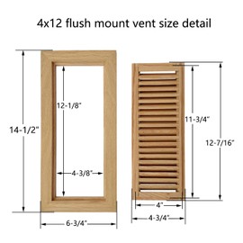 Homewell White Oak Wood Floor Register Vent, Flush Mount with Frame, 4x12 Inch, Unfinished