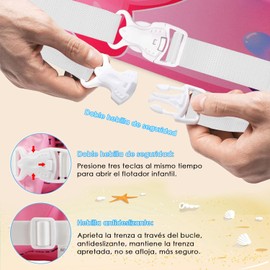 Funny toy Chaleco de Natación para Niños, Traje de Baño Ajustable con Dibujos Animados para Niños, 30-50 Libras, Flotadores de Piscina para Niños y Niñas (Gato Rosa KT)