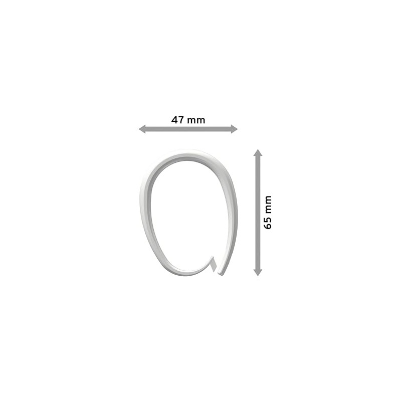 Interdeco Talent – Luina Curtain Rings White Plastic Oval Shower