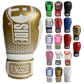 Ringside Apex Bag Gloves, IMF-Tech Boxing Gloves with Secure Wrist Support, Synthetic Boxing Gloves for Men and Women, White and Gold, S/M