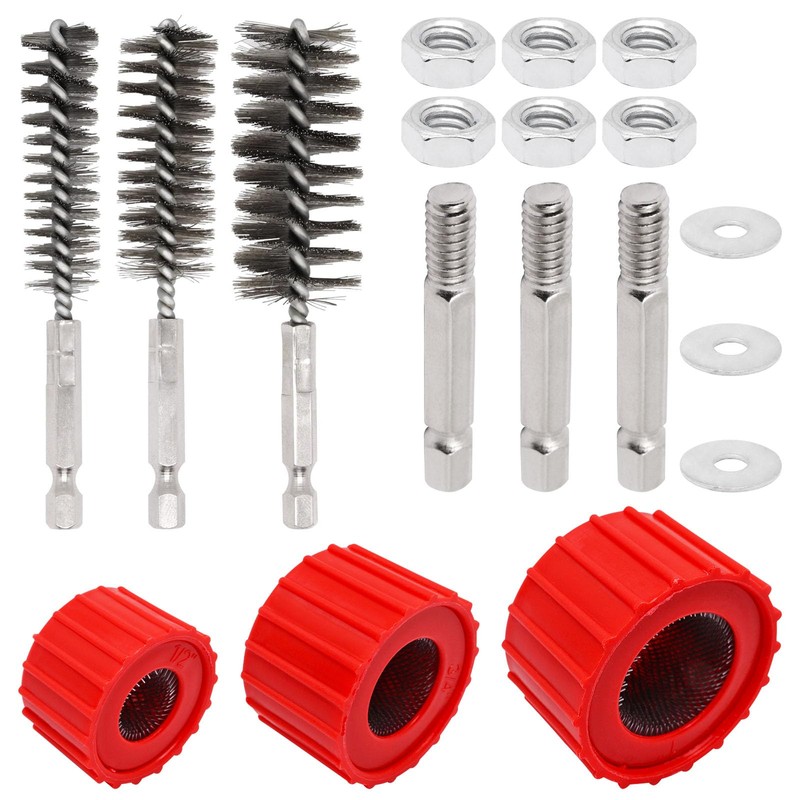 6pcs Set Bore Brush for Drill, 1/4" Hex Shank Stainless