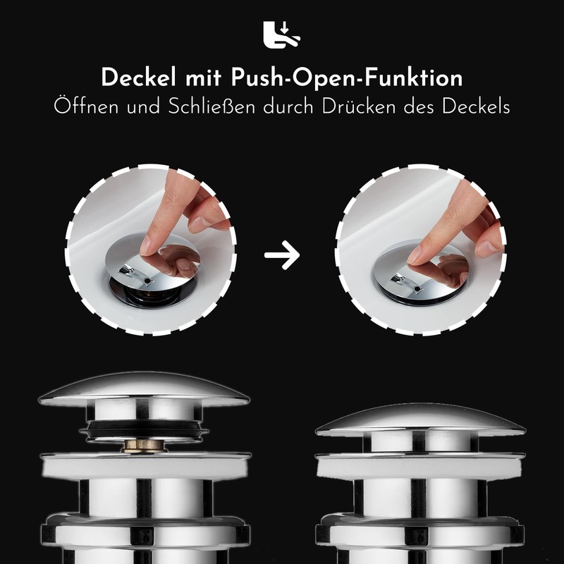 Bürstenking Sink Drain Fitting - Drain Valve with Hair Strainer