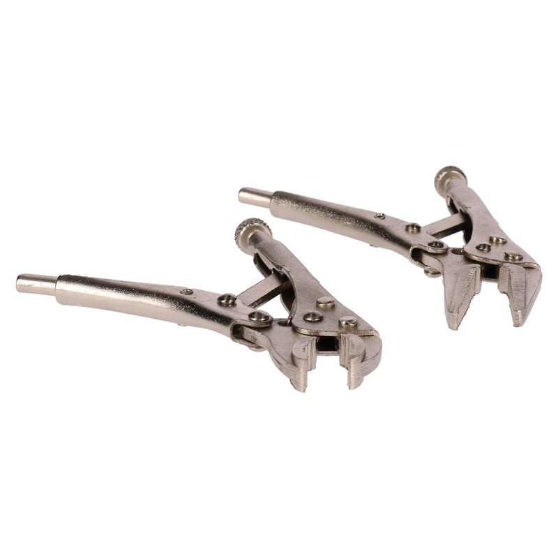 2pc Mini Locking Pliers Set Long and Round Nose Vice