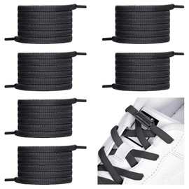 Schnürsenkel Ohne Binden, 6 Paar Elastische Schnürsenkel mit Metallkapsel, Schnürsenkel Schleifenlose Schuhbänder mit Kapseln, No Tie Shoelaces für Sneaker, Laufschuhe, Sporschuhe (6 Schwarz)