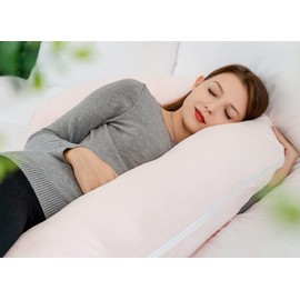 INSEN Pregnancy Pillow,Maternity Body Pillow with Velvet Cover,C Shaped Body Pillow for Sleeping (Cozy Velvet-Pink)